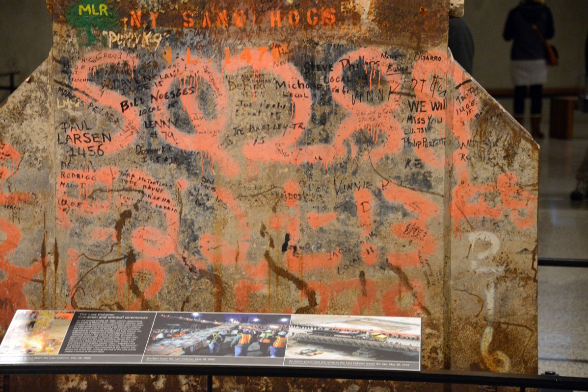27D The Last Column Was Signed By Recovery Workers, First Responders, Volunteers, And Victims Relatives In Foundation Hall 911 Museum New York